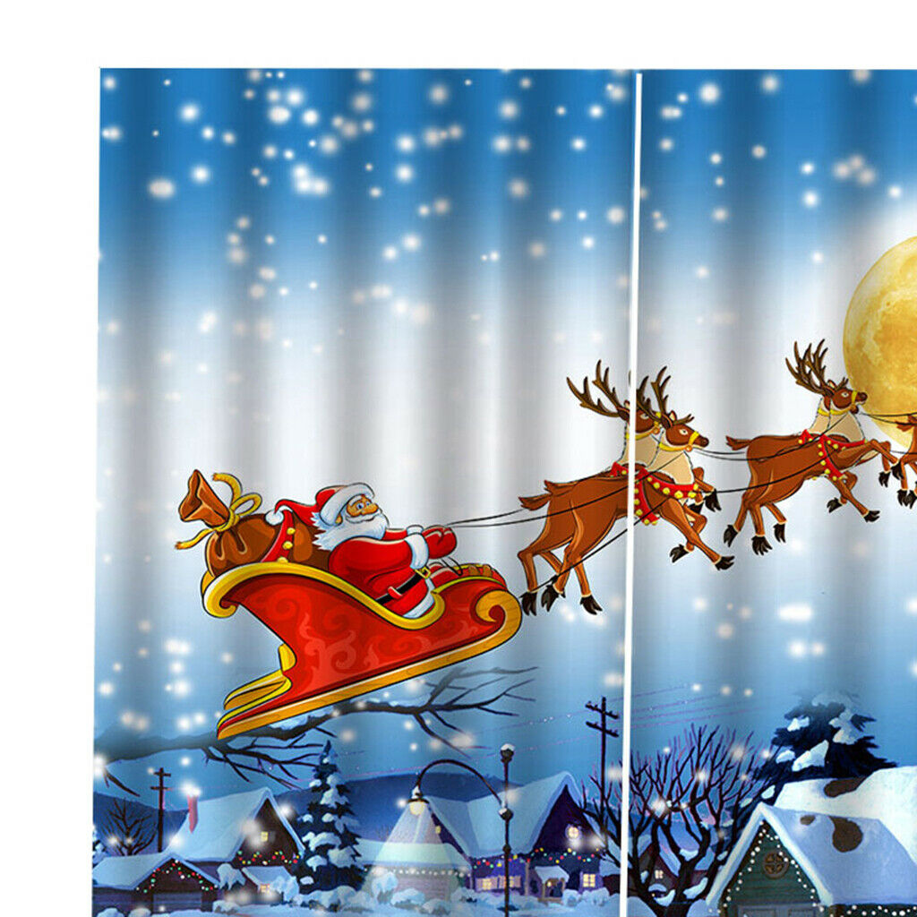 Christmas Shower Curtains, Colorful Xmas Wooden Window, Polyester Fabric Winter