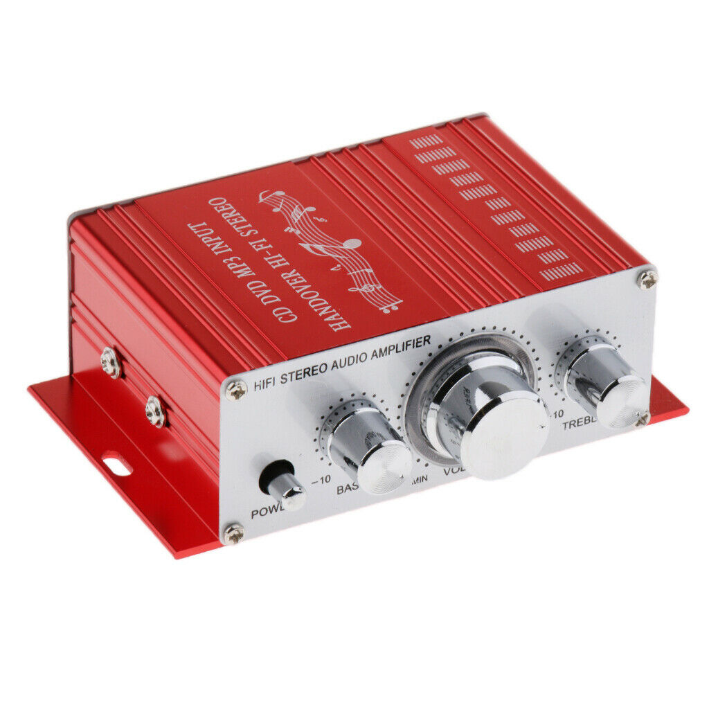 DC 12V Mini Stereo Audio Speaker Amplifier HiFi AMP with Bass Treble and Volume