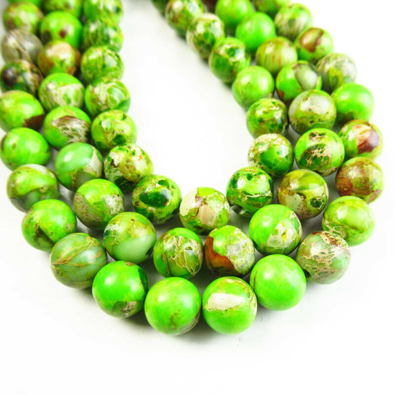 8mm Light Green Man-made Sea Sediment Jasper Ball Loose Bead 15.5 inch A522DHS