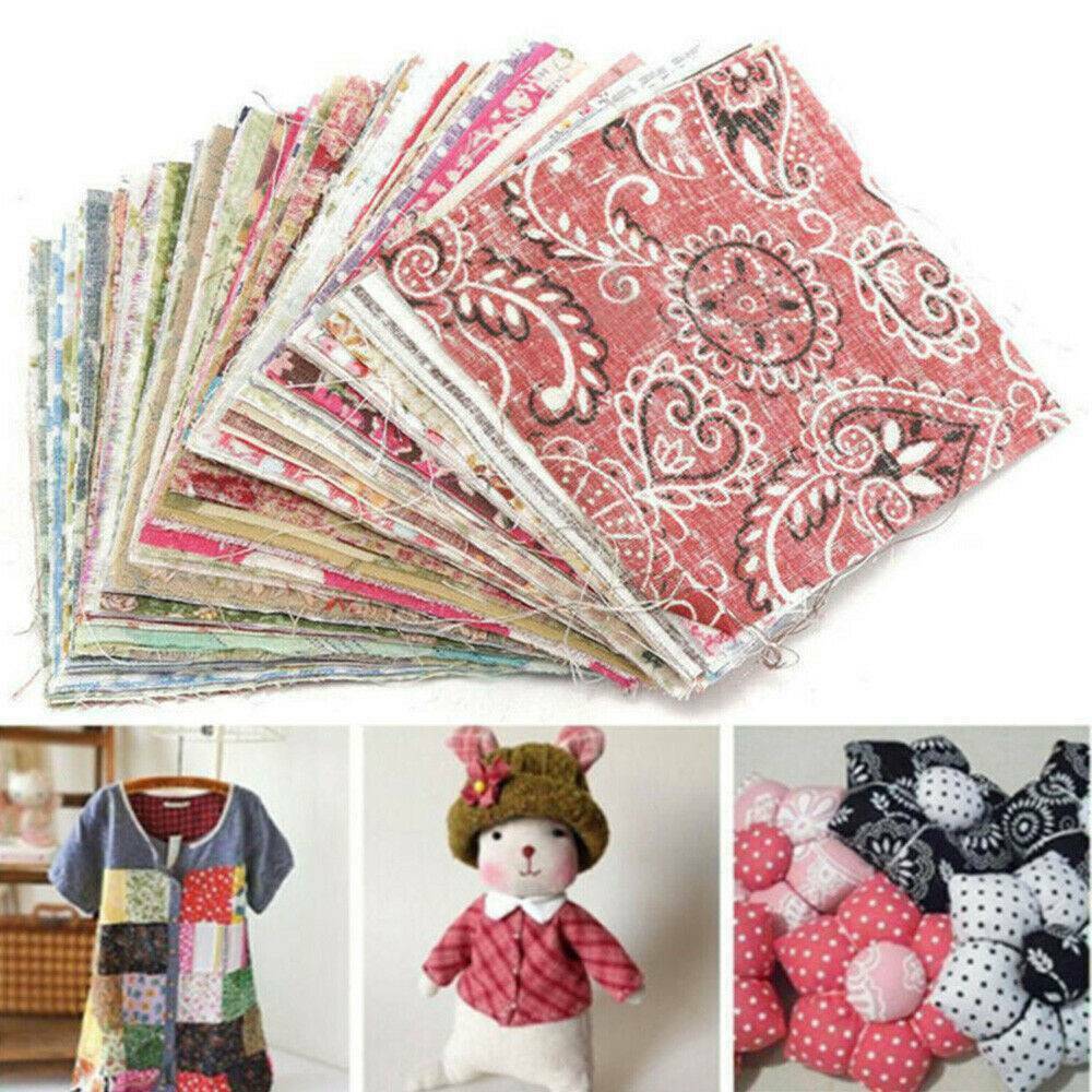 100PCS/Set Fabric Scraps Quilting Scrap Bundle Quilt Scrap Bag Bolt Ends