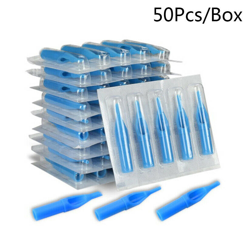 50Pcs Sterile Disposable Tattoo Nozzle Tips Needle Tube Mixed Sizes RT+DT+FT Tt