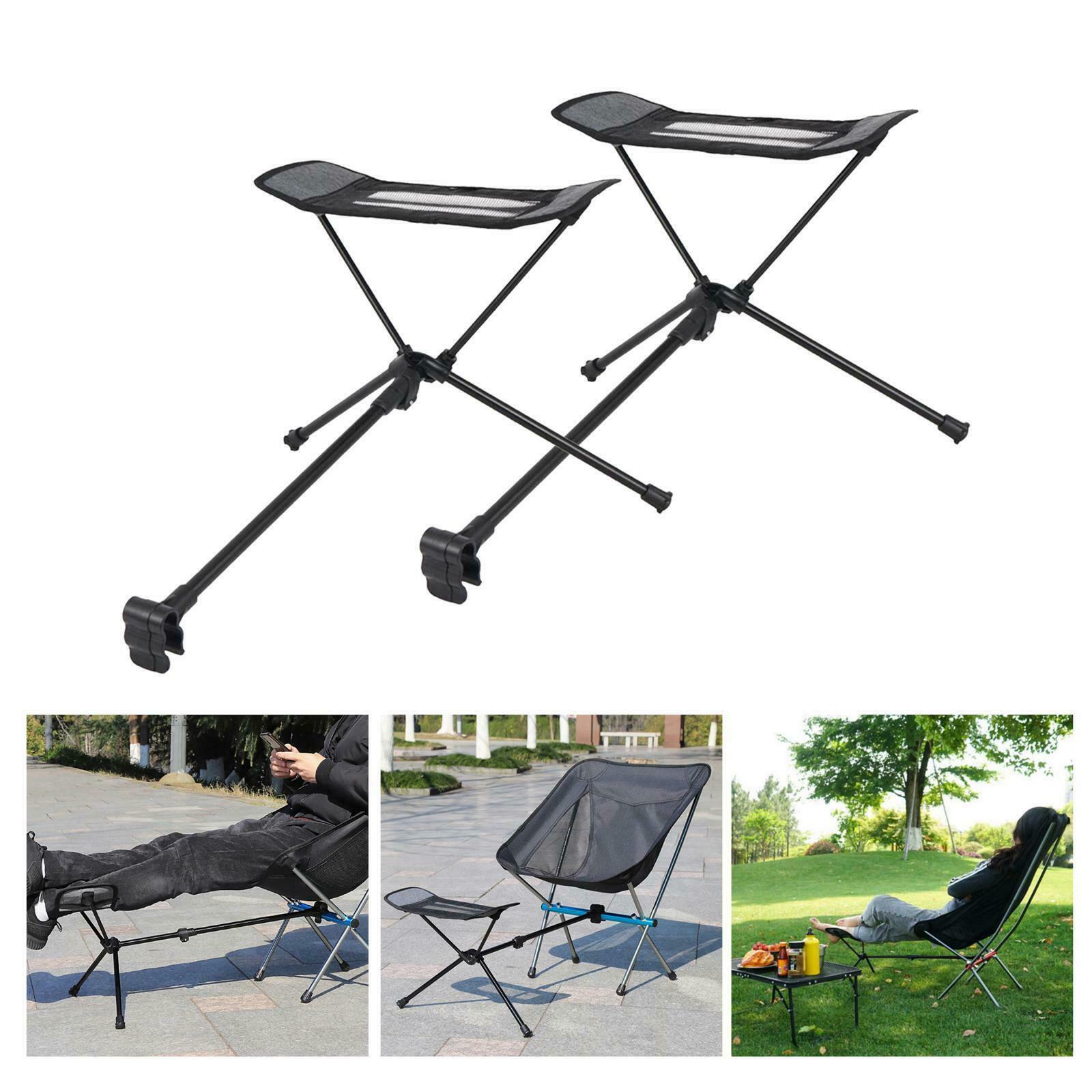 2Pcs Folding Chair Footrest Lightweight Footstool Outdoor Foot Rest w/ Carry Bag