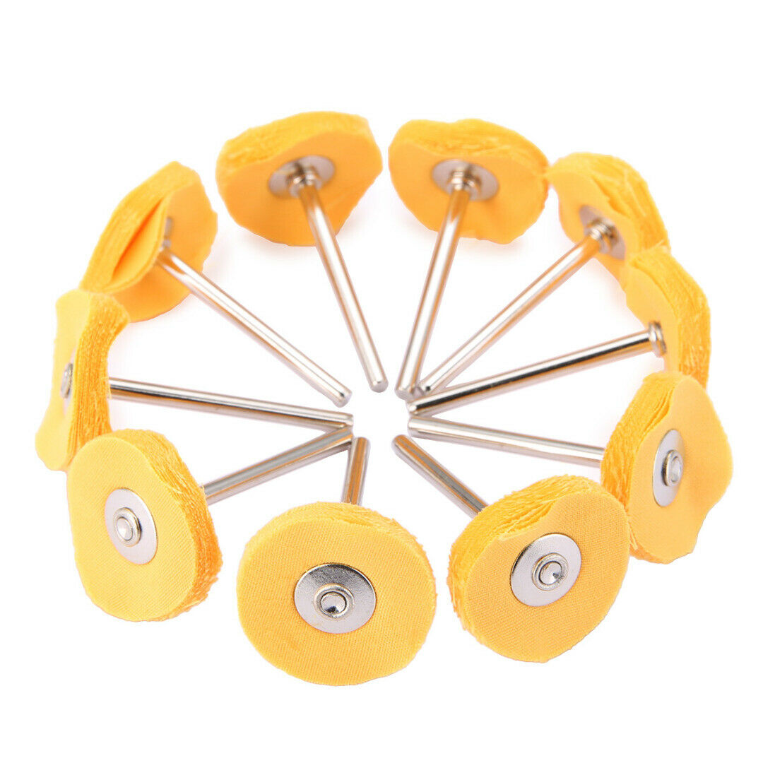 10 x 25mm Round Polishing Buffing Cloth Wheel Brush Rotary Pad Tool 3mm Shank