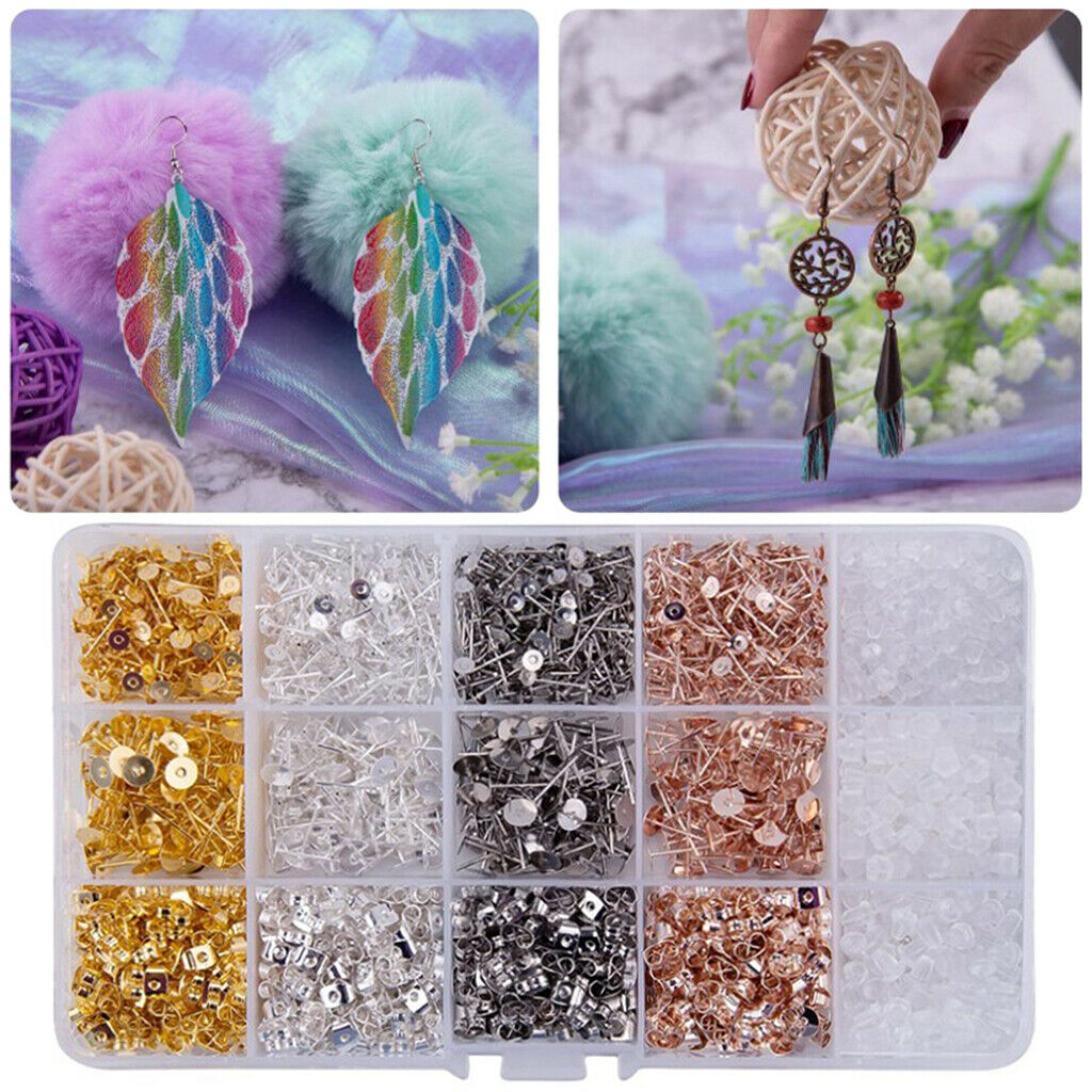 2600pcs Earring Stud Posts Earring Stoppers Earplugs DIY Jewelry Accessories