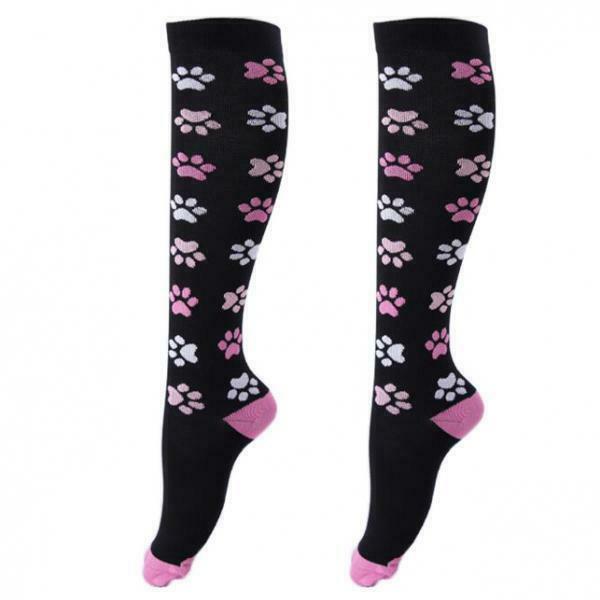 Women Running Jogging Long Sleeves Compression Socks Black Pink M S