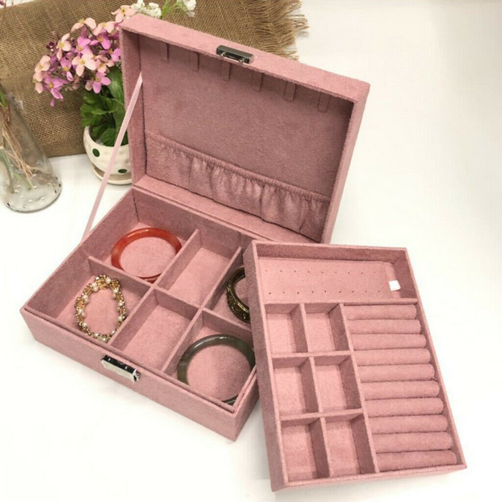 2Pcs Box Storage Lockable Necklace Bracelet Dispaly Showcase Containers