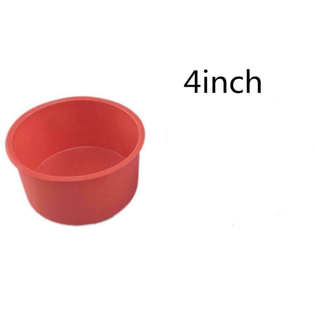 4" Silicone Round Bread Mold Cake Pan Muffin Mould Bakeware Baking Tray Tool Red