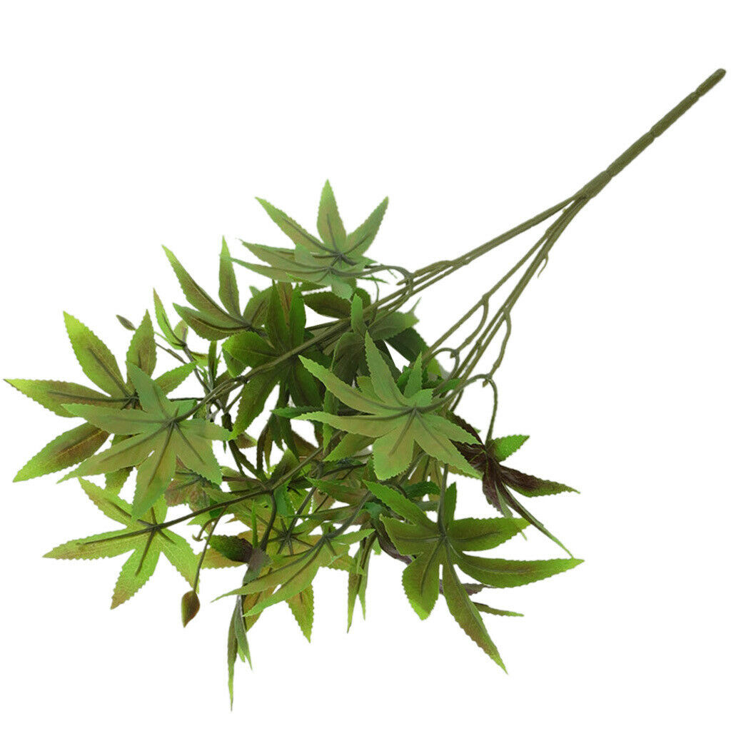 Artificial Green Maple Leaves Branch Vines Leaves Potted Floral Decor Yellow