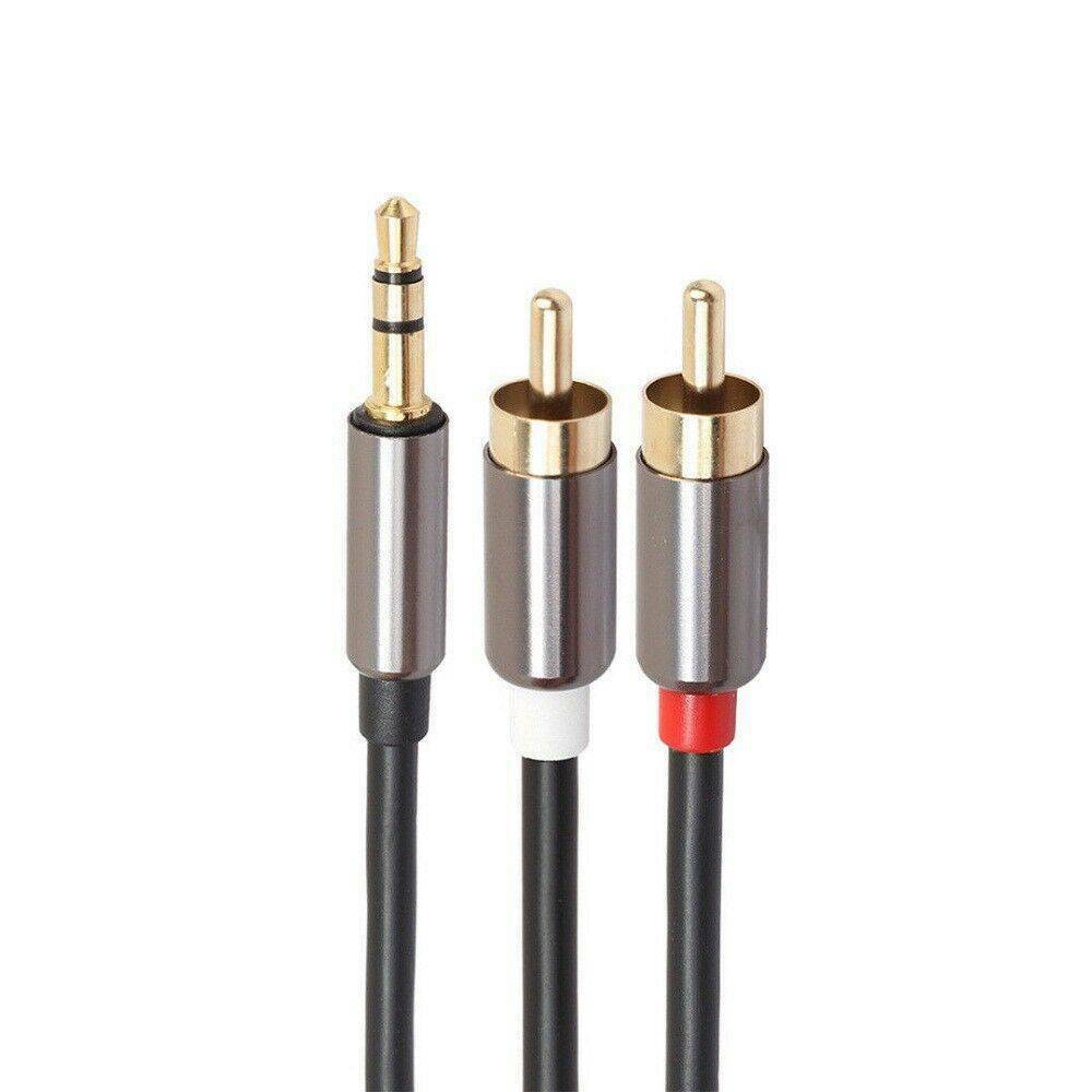Stereo 3.5mm Male Jack to 2 RCA Male AUX Analog Audio Y Adapter Cable Cord US