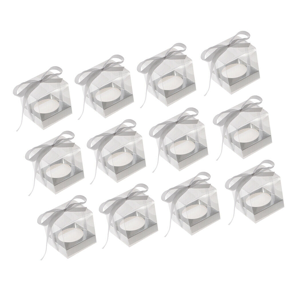 Pack of 12 Clear Gift Boxes with Ribbon Wedding Party Bomboniere Candy Cookie
