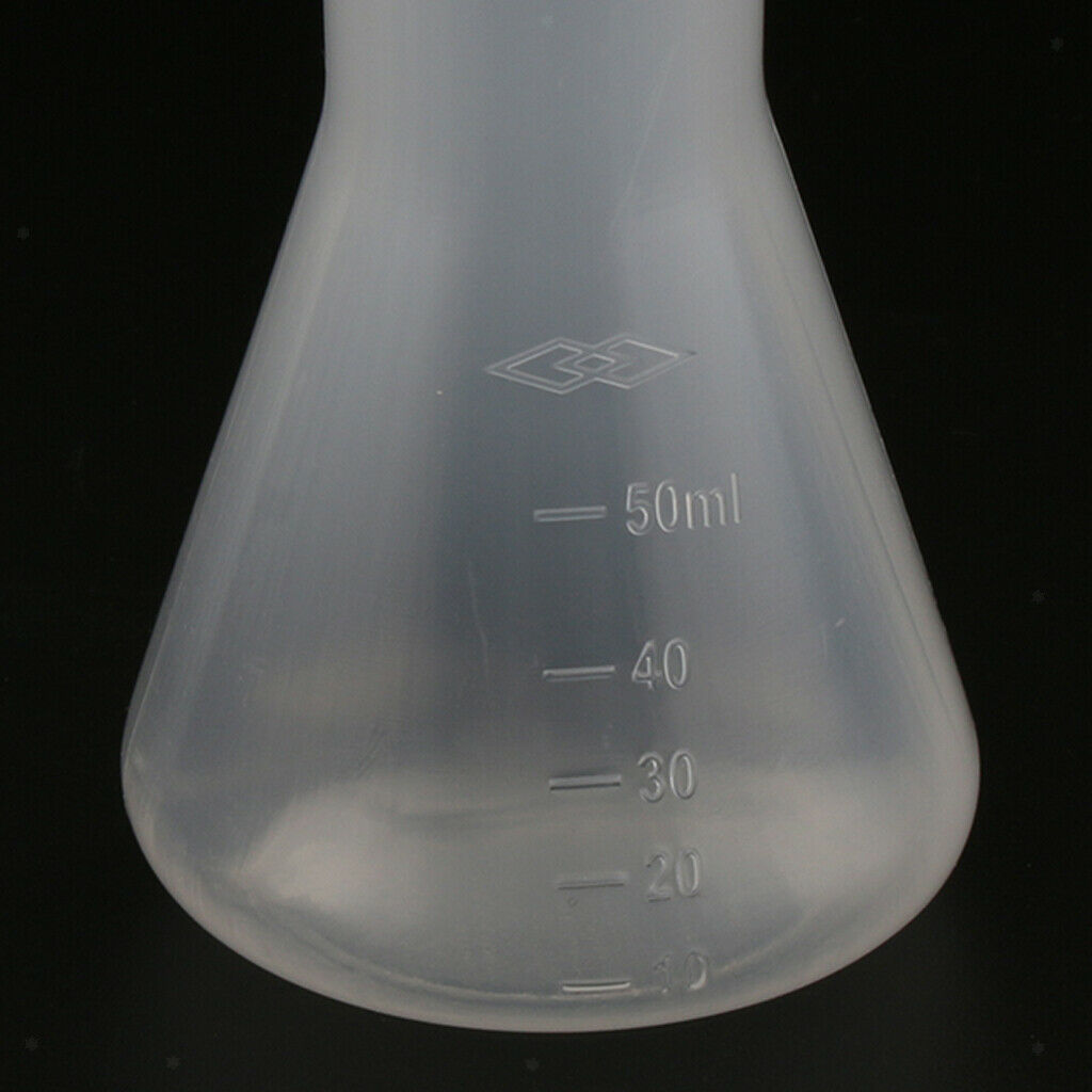2 Pcs Lab Graduated Plastic Conical Flask Erlenmeyer w/   50mL Food Grade