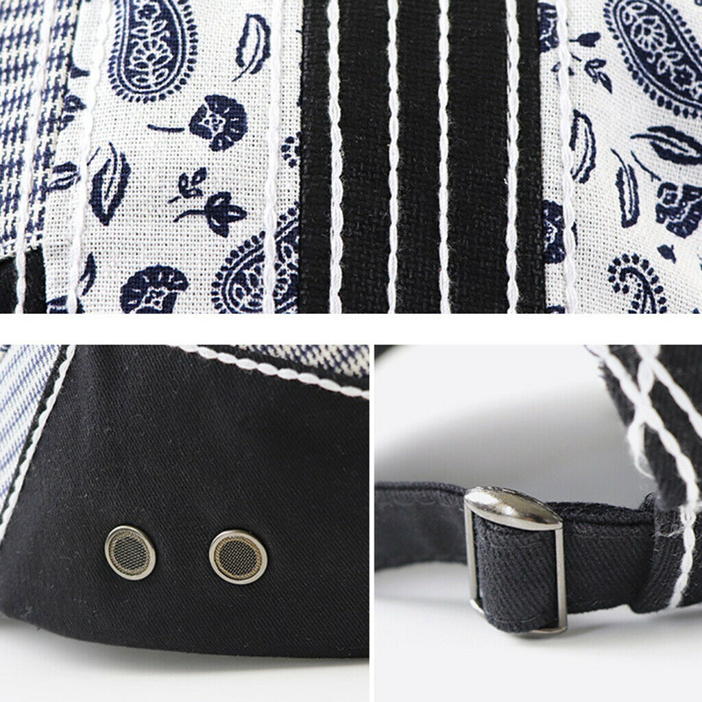 2pcs Men Patchwork Paisley Flat   Summer Baker  Newsboy   Sun Hat