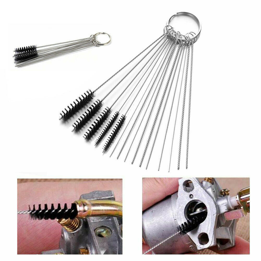 Carburetor Carbon Dirt Jet Remove 10 Cleaning Needles + 5 Brushes Tool Kits