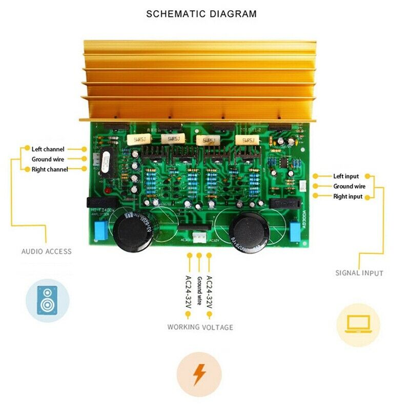 1943/5200 2.0 Channel Power Amplifier Board 300W High Power Power Amplifier BoU9