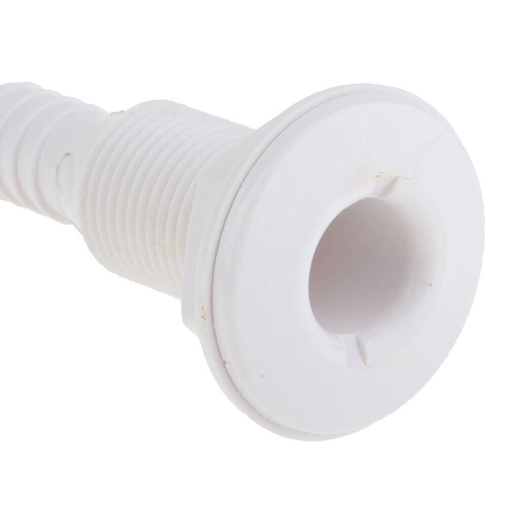 White Plastic Boat Thru Hull Fitting Drain Connector For 5/8 inch Hose Barb