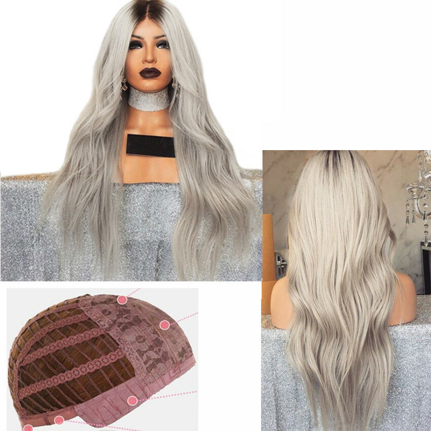 Sexy Womens Dove-color Wig Ombre Long Slight Curly Synthetic Wigs Heat Resistant