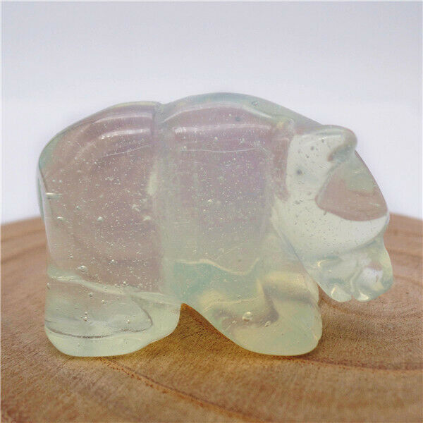 53g 41x31x23mm White Opal Carved Bear Decoration Statue Home Decor Gift HH7740