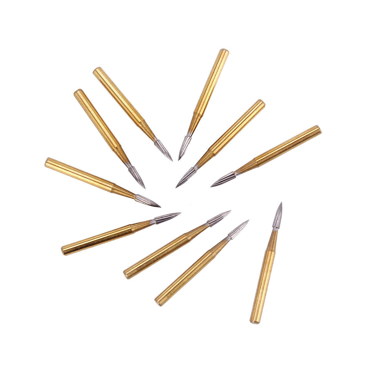 10X Dental Endodontic Tungsten Carbide Burs FG7902 Titanium Coating Needle Shape
