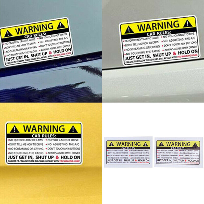 2Pcs/bag Car Safety Warning Rules Stickers Alarm Car Truck Body Dec Kt