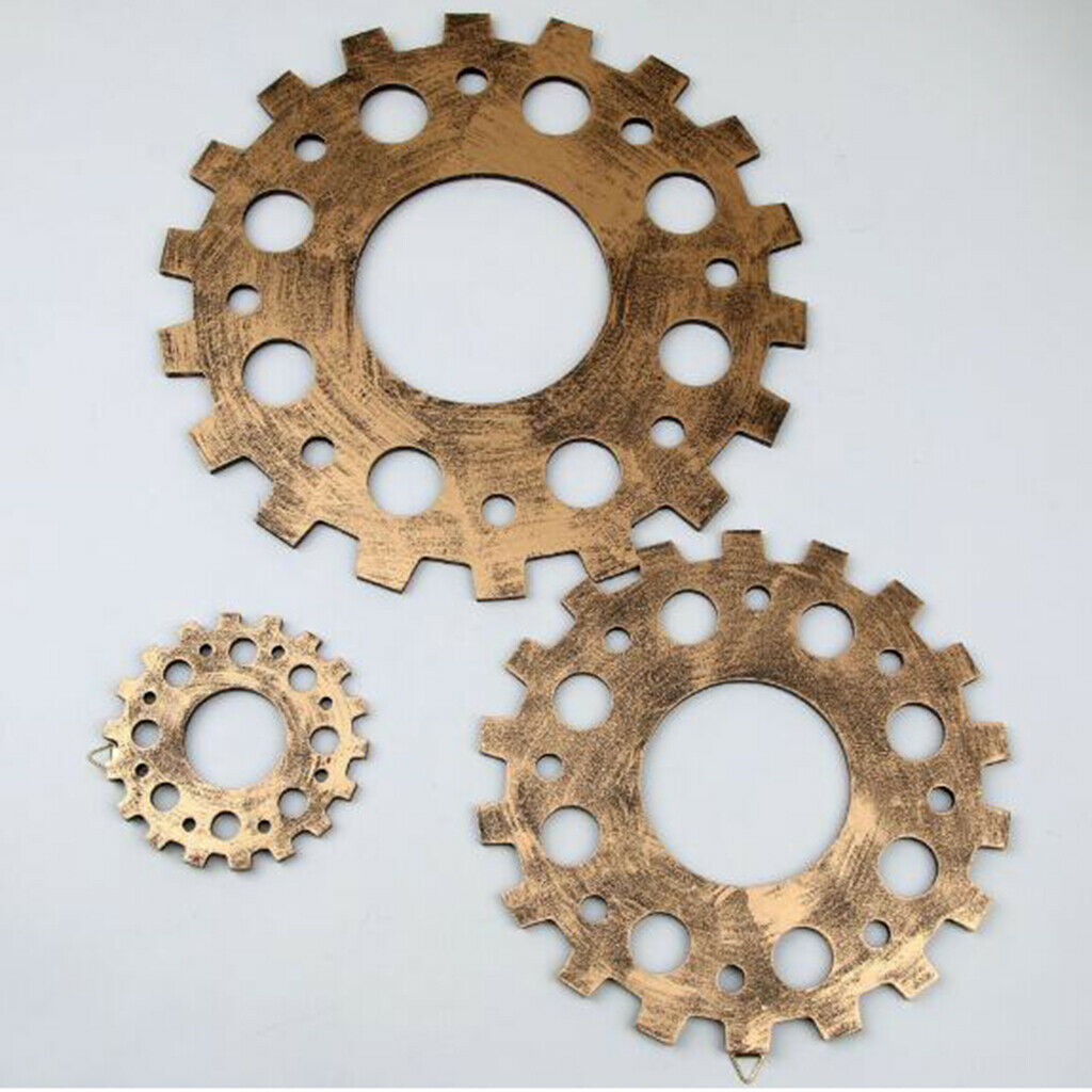 2Pcs Shabby Chic Wood Wheel Gear Art Steampunk Gear Crafts Hanging Bar