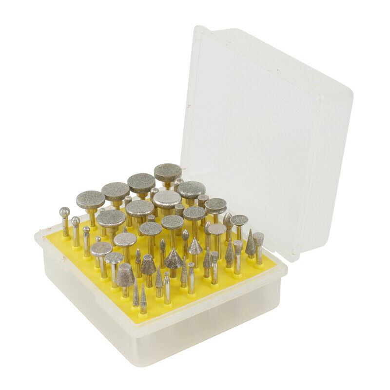 50pcs Polish Coated Grinding Head Rotary Tool Glass Diamond Burr Carving Stone