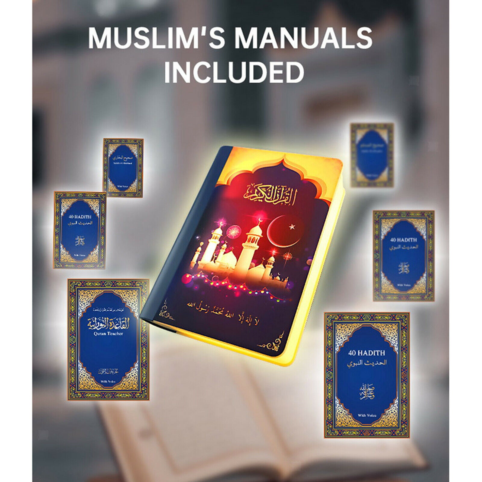 Portable Bluetooth Quran Reader MP3 Player LED Lamp 14 Languages Islam Gift