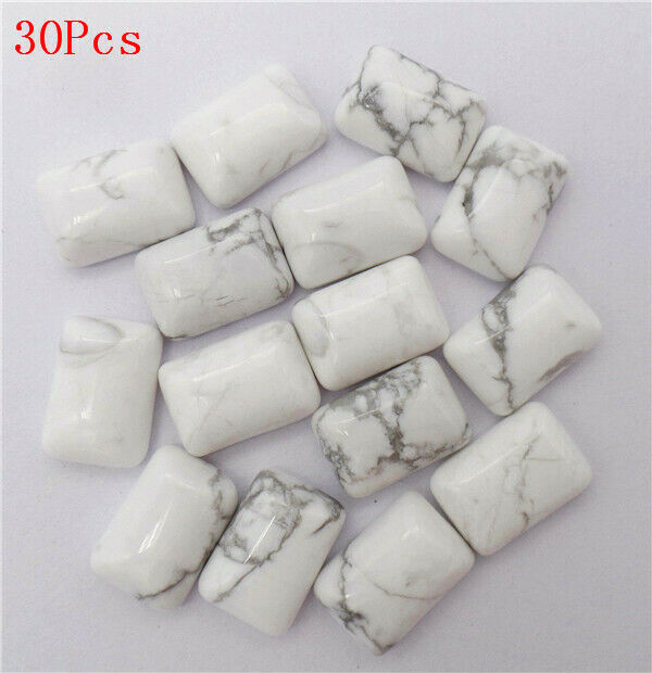 30Pcs 14x10x5mm Natural White Howlite Rectangle Cab Cabochon DIY Jewelry HH7280