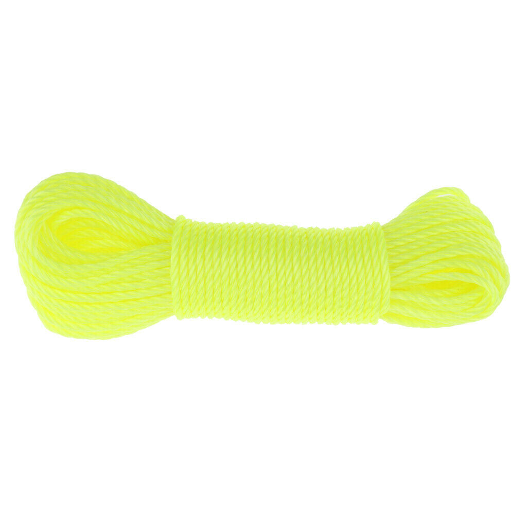 20m 10m Nylon Braided Rope for Camping Gardening Clothesline Yellow-20m