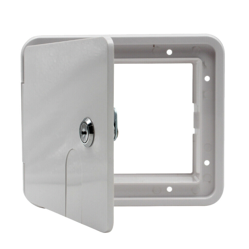 Electric Power Cord Cable Hatch Camper Square Cover RV Trailer White