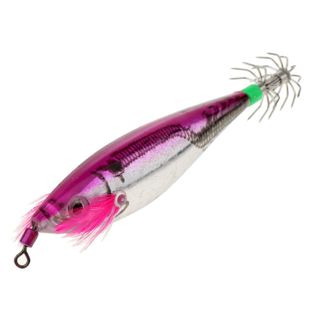 2X Hard Plastic Glow Tail Saltwater Fishing Lure Octopus Squid Jig Hook Pink