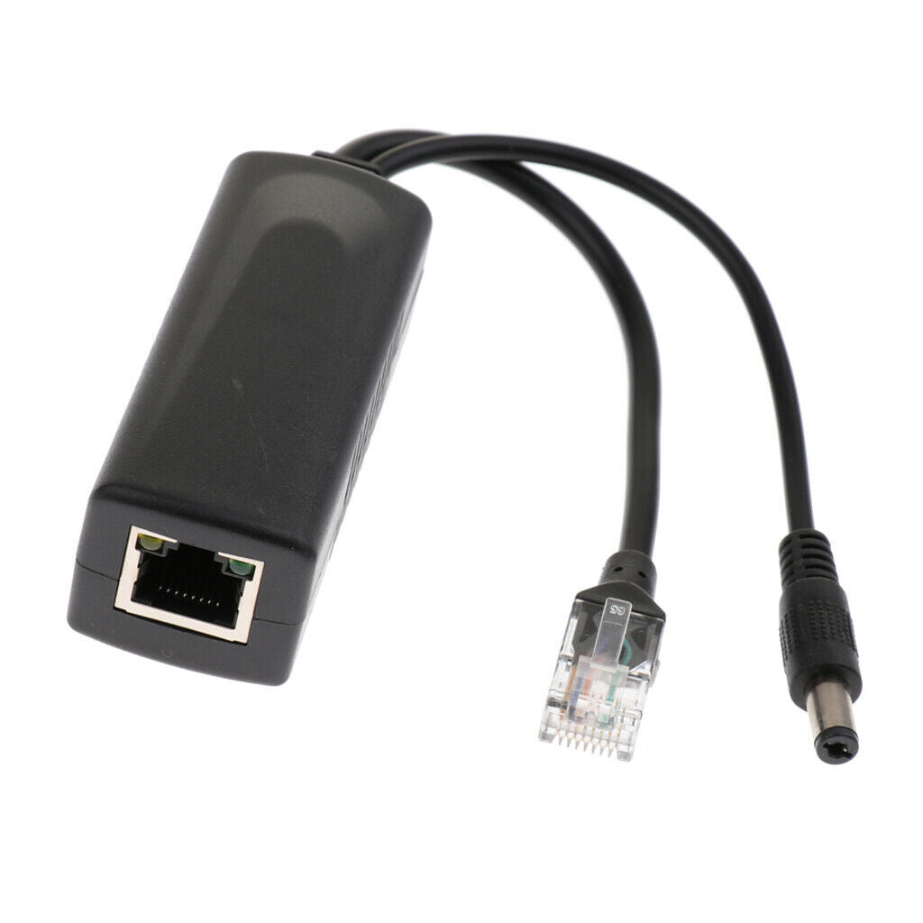 2Piece Power Over Ethernet Passive 48V to 12V 2A PoE Adapter Splitter Cable
