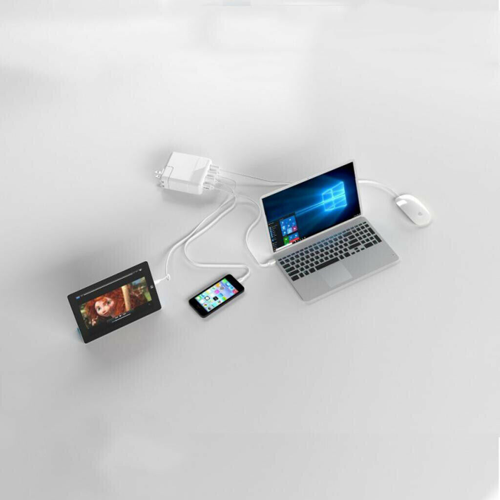 White - 3 Port HUB Splitter Power USB Type C Adapter Dock for Laptop