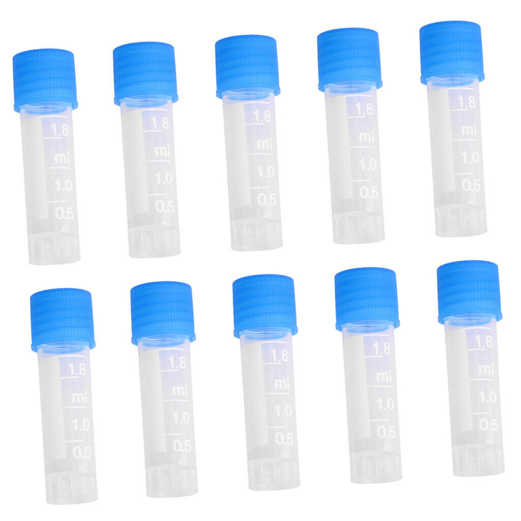 10Pcs/set 1.8ml Lab Plastic Frozen Test Tubes Vial Seal   Container for Lab