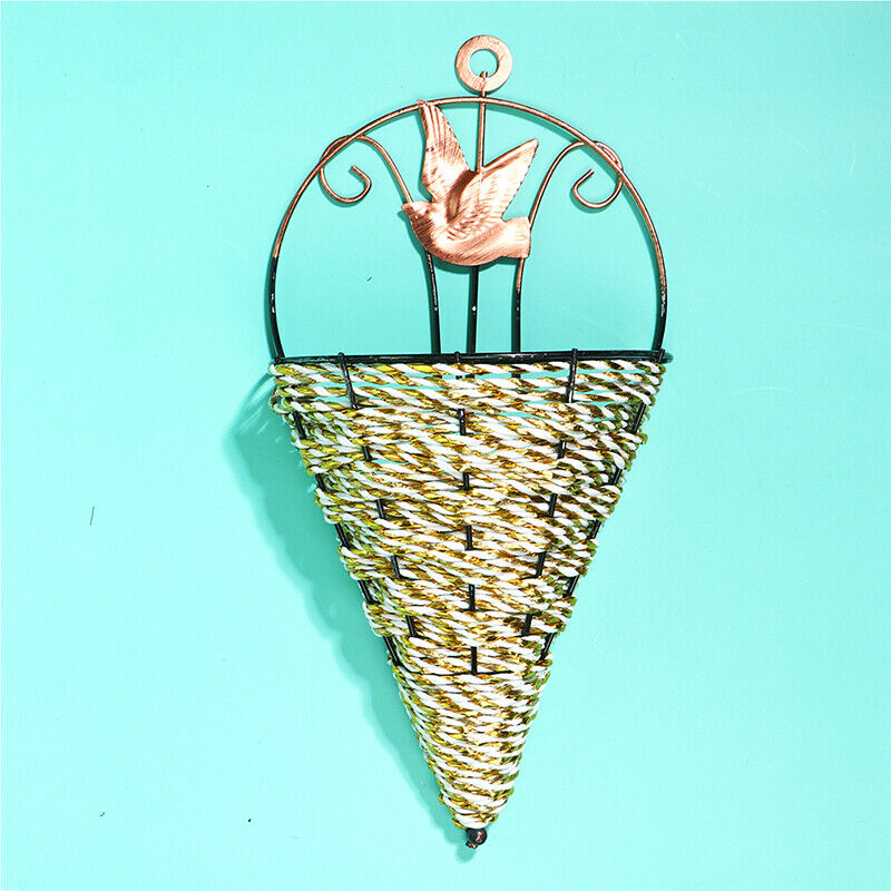 Wall-Mounted Rattan Interior Hanging Basket Planter Plant Pot Flower Holder Pb
