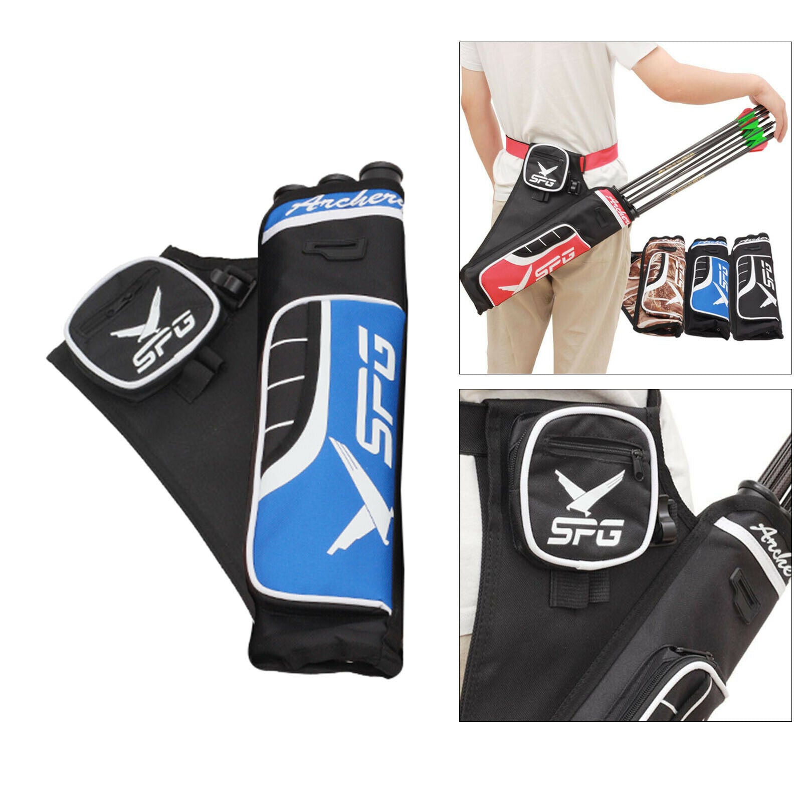 Archery Pocket Arrow Bow Bag Quiver Bag Three Tube Accessories blue
