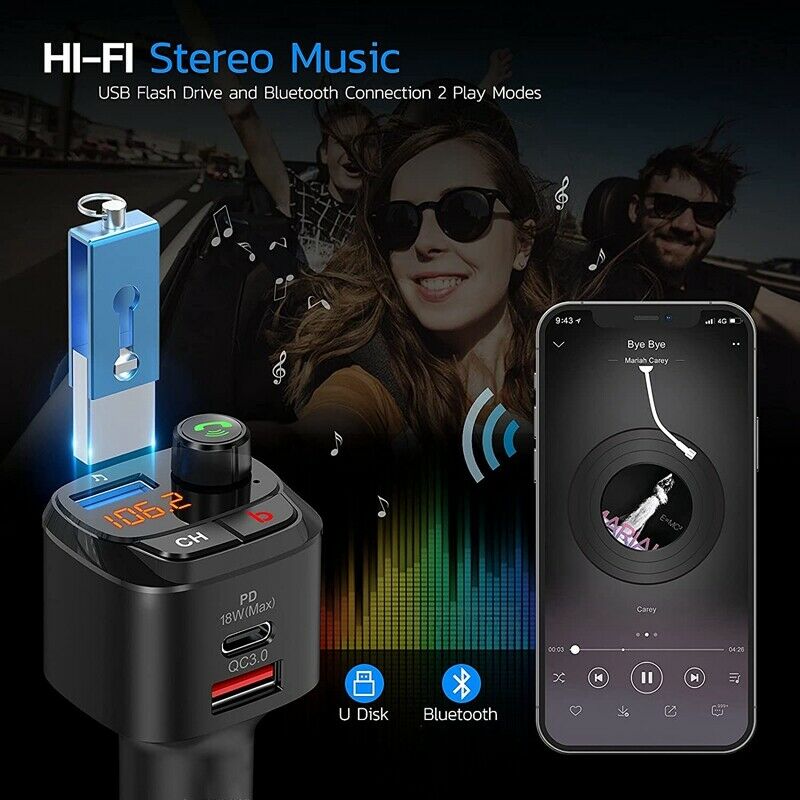 Car Mp3 Bluetooth Player Car Charger Wireless Bluetooth Radio Adapter Music PlZ7