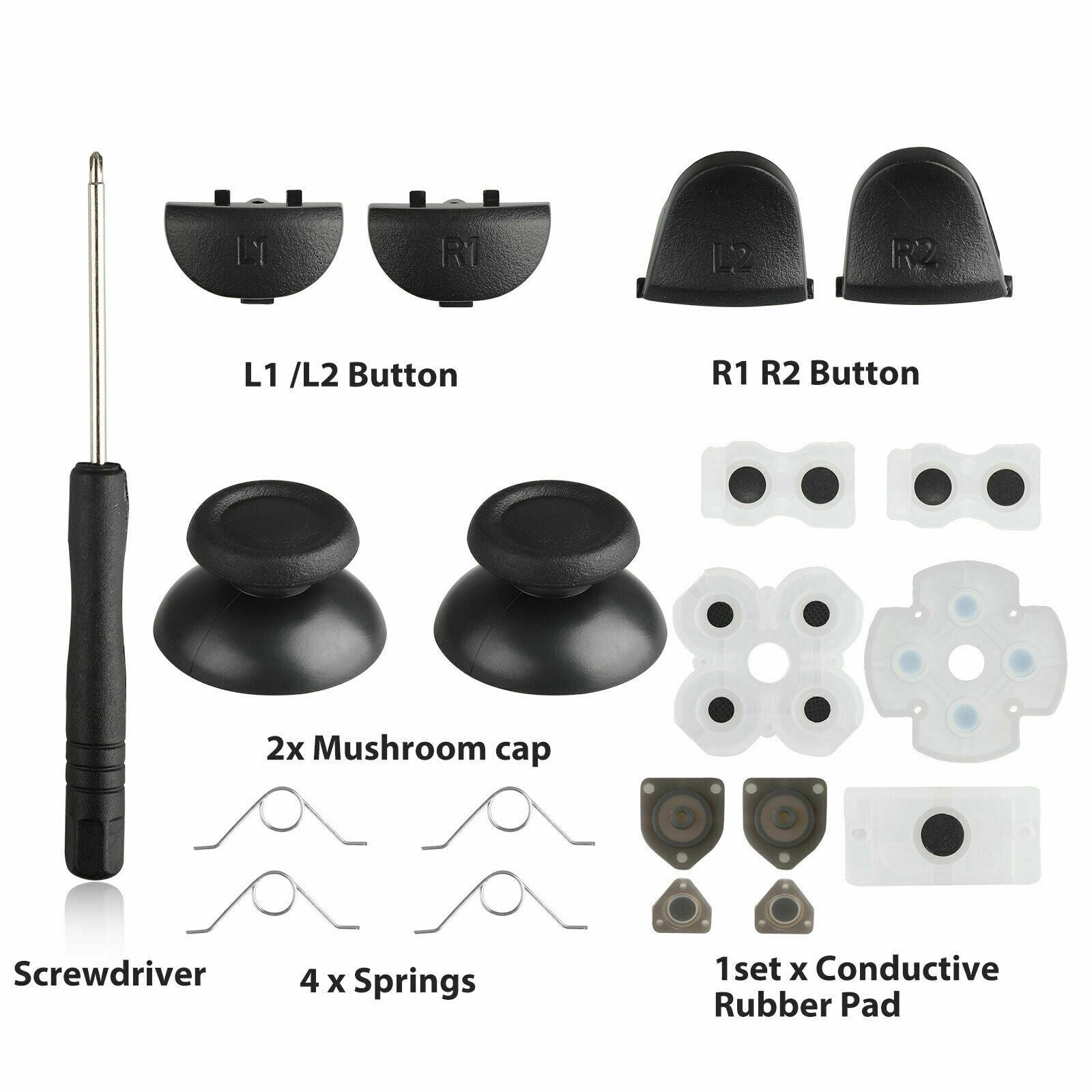 L1 R1 L2 R2 Trigger Button Conductive Rubber Repair Tool Kit For PS4 Controller