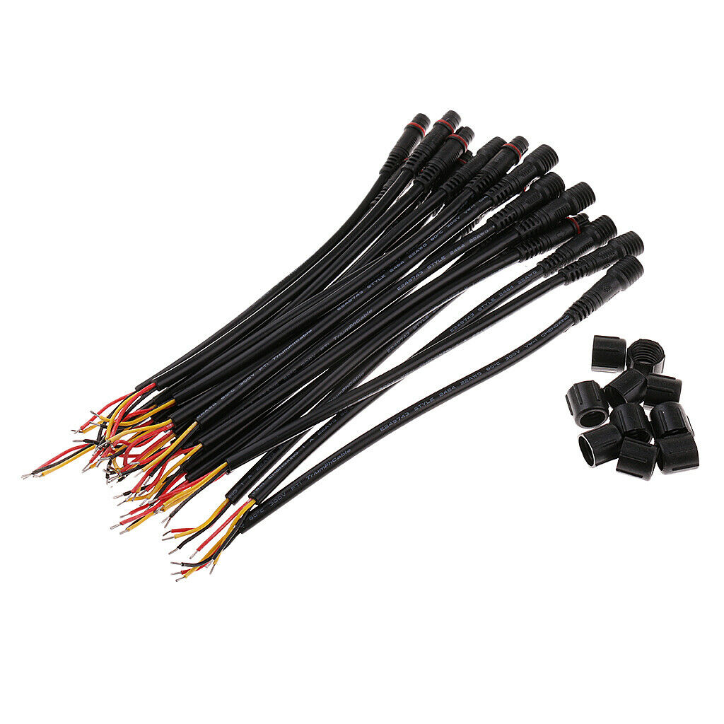 Pack Of 20 Male+Female 0.3 Square IP65 3 Pin Plug LED Connecting Wires