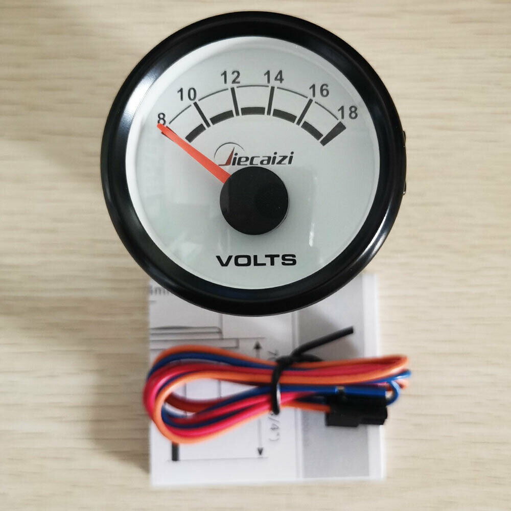 White 52mm 2-1/16" voltmeter 8-18V for car truck marine yacht ATV blue backlight