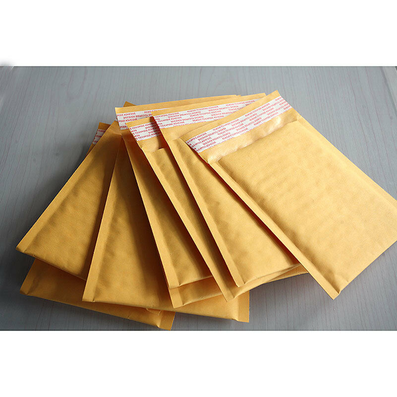 10X 140*160+40mm Kraft Bubble Bag Padded Envelopes Mailers  Yello.l8