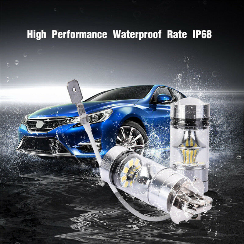 2PCS 100W White LED H3 High Power 2828 Car Fog Light Bulb DRL 1000L C Tt