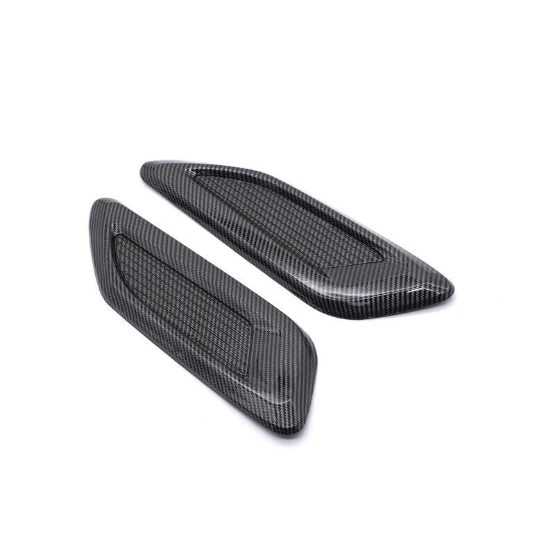 2PCS Universal Car Hood Air Vent Louver Cooling Panel Trim Carbon Fiber Pattern