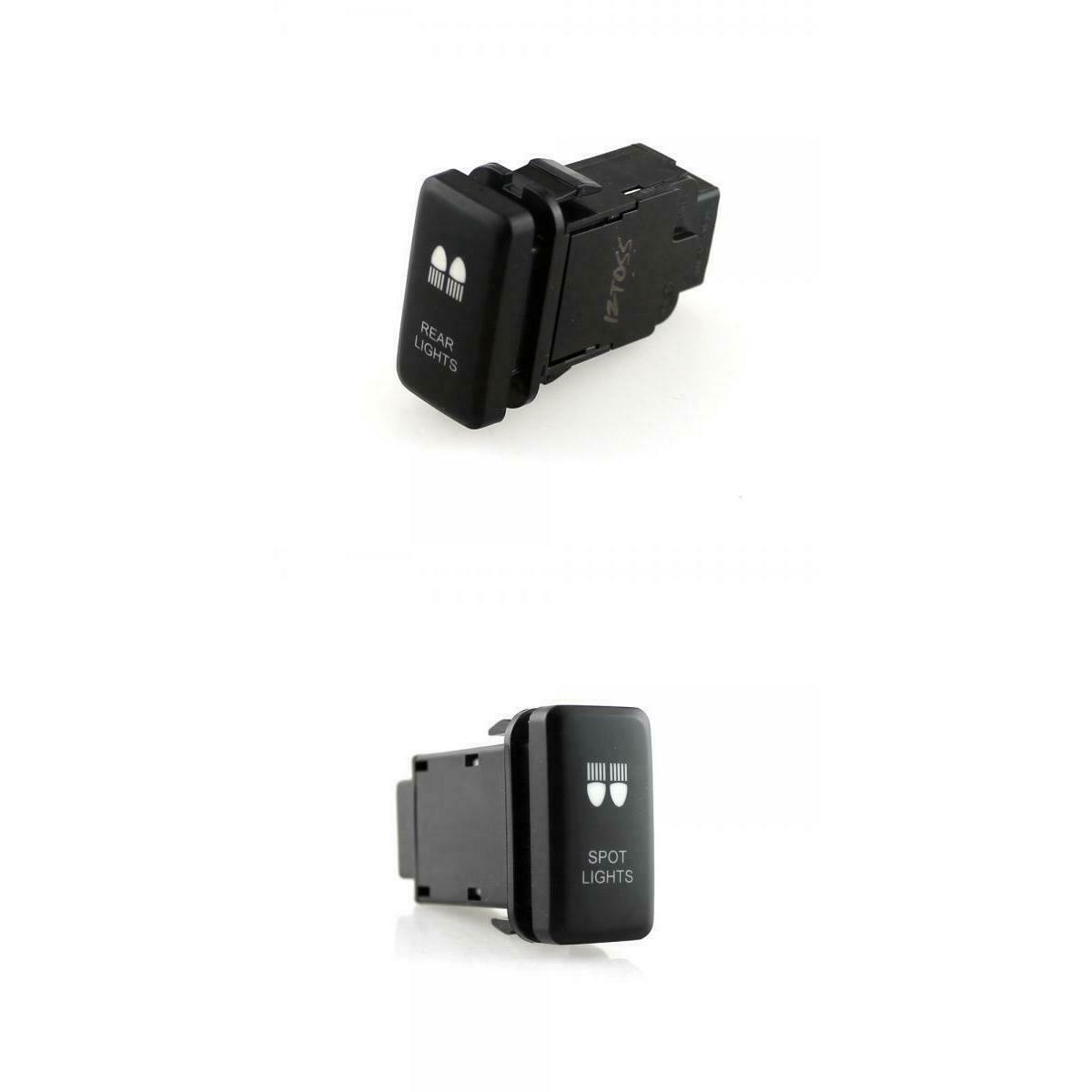 Pair Of Push Button 12V 3A With LED Blue LED REAR LIGHTS + SPOT LIGHTS For