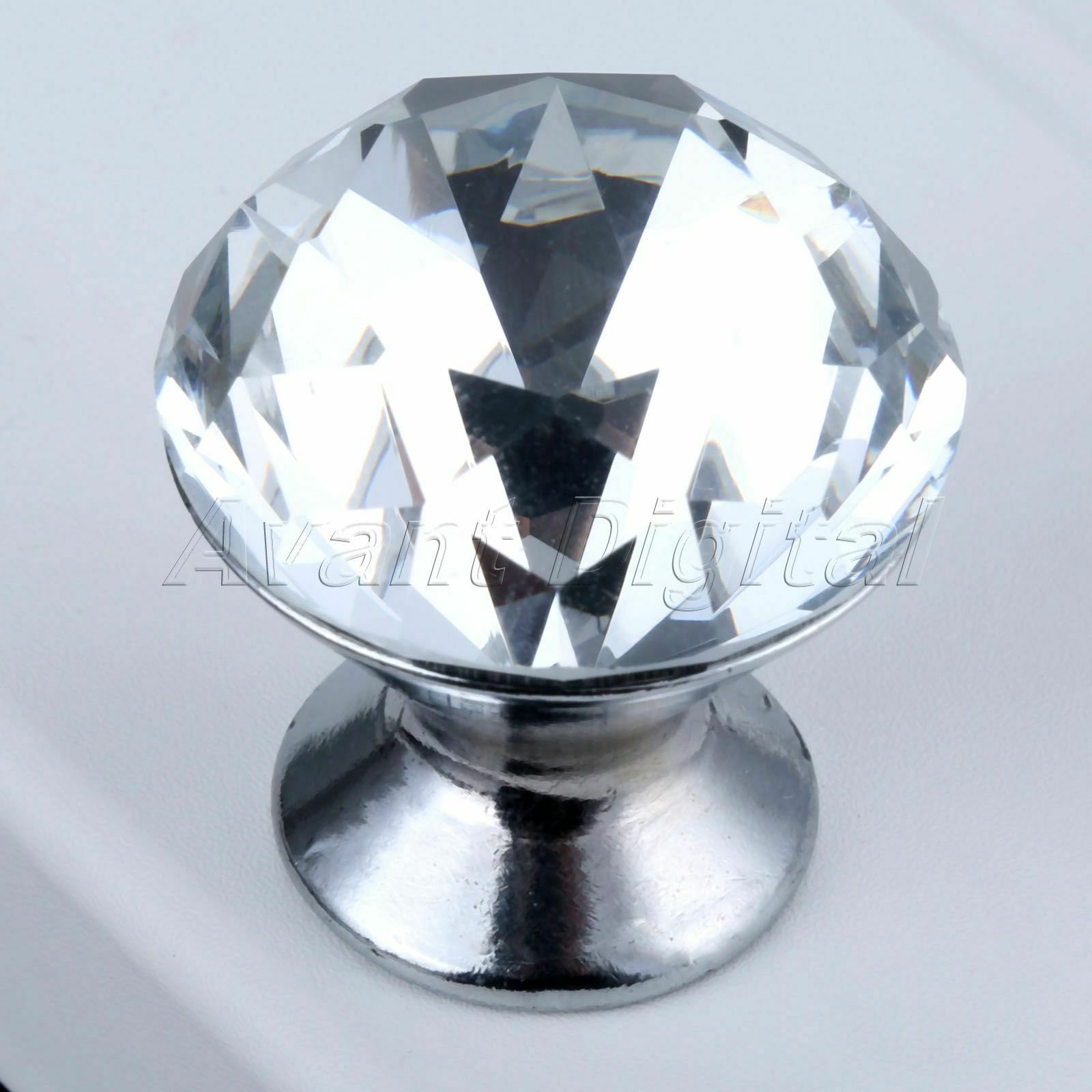 1Pc Clear Diamond Shape Cabinet Glass Handles Door Cupboard Drawer Pull Knobs