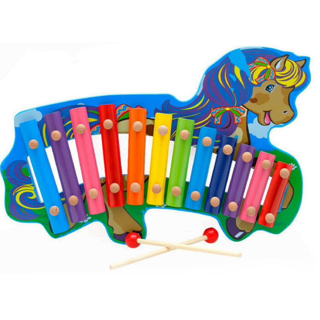 Wooden 12 Key Notes Xylophone Toys Hand Knock Piano Music Instrument for 1 2 3