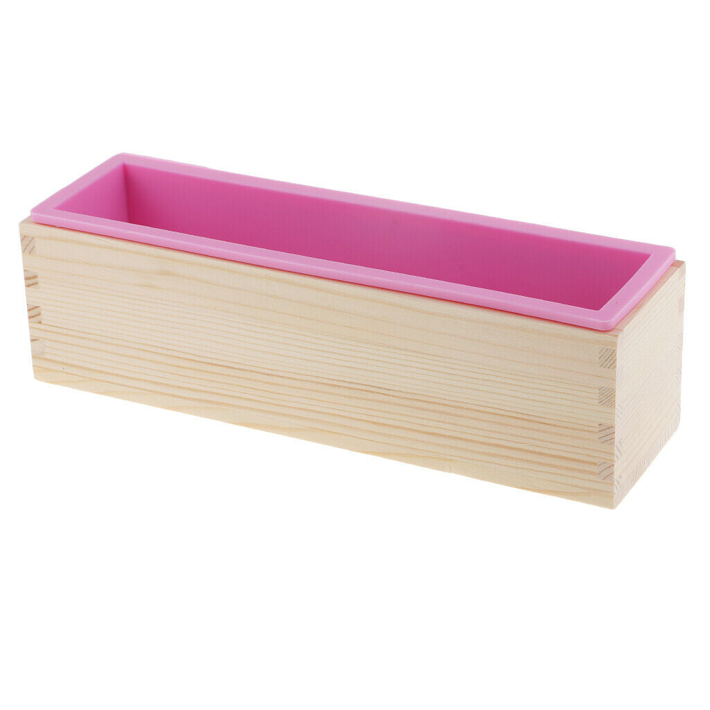 2X Flexible Soap Mold Wooden Box DIY Toast Loaf Cake Baking Crafts Mould 900ml