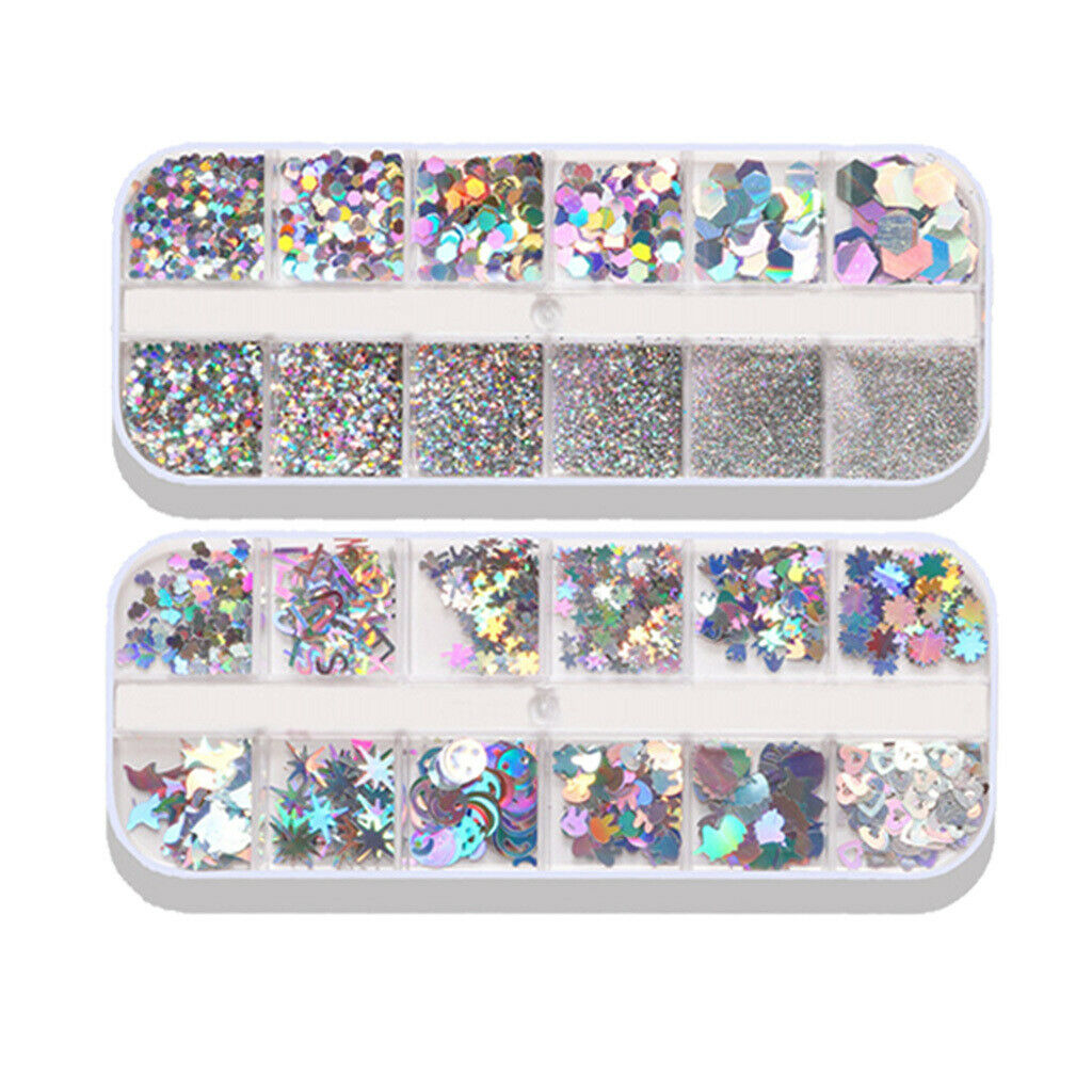 Multi Shape Nail Paillette Iridescent Manicure Make up Face Eyes Decals