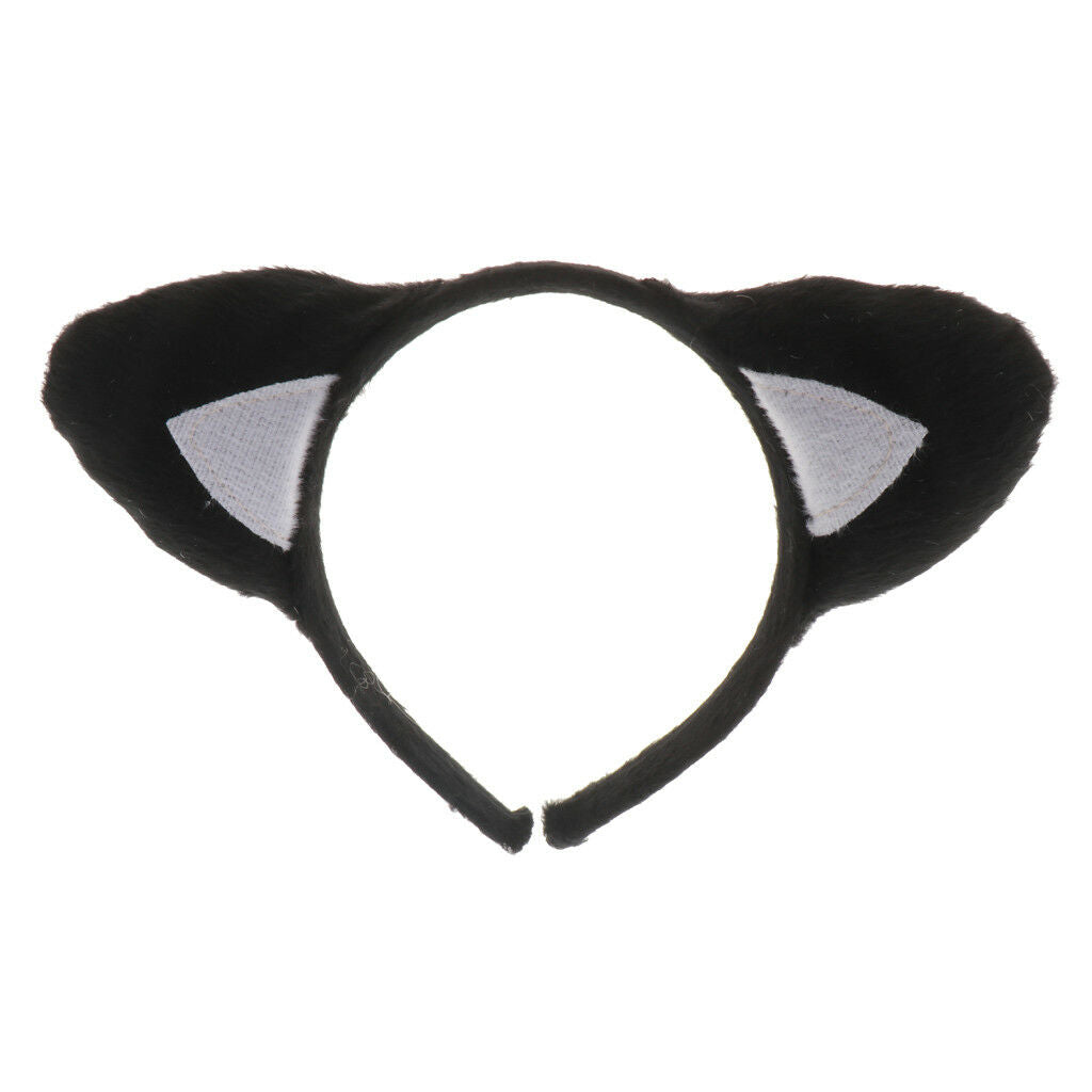 Girls Kids Black Cat Kitty Costume Headband Skirt Bowtie Paw Tail Outfit