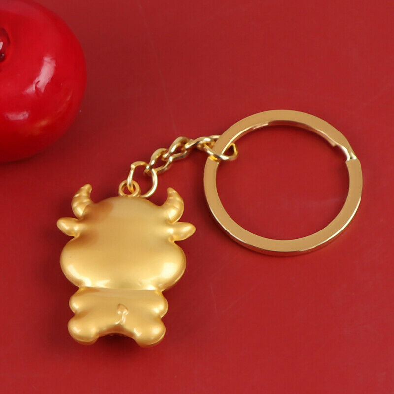 1PC Chinese Zodiac Ox Year Key Ring Pendant Lucky Bull Keychain Gift Souv.l8