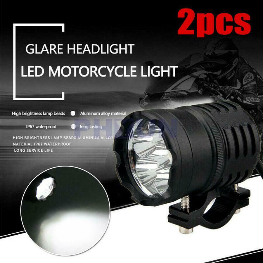 2x 60W 6000LM Motorcycle LED Headlight Driving Fog Spot Lamp w/Switch Waterproof